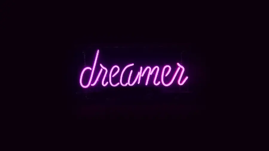 Neon mobile and desktop background with beautiful writing dreame 