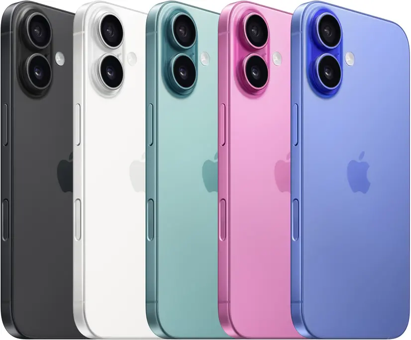 Iphone phone images with blue pink green white black colors