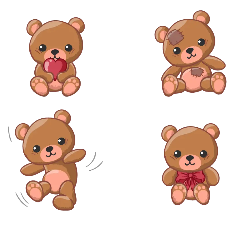 Image of Several Teddy Bears in a Frame PNG for Sticker Pack Design