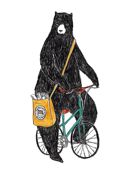 Cool and interesting profile picture of a black bear riding a bicycle