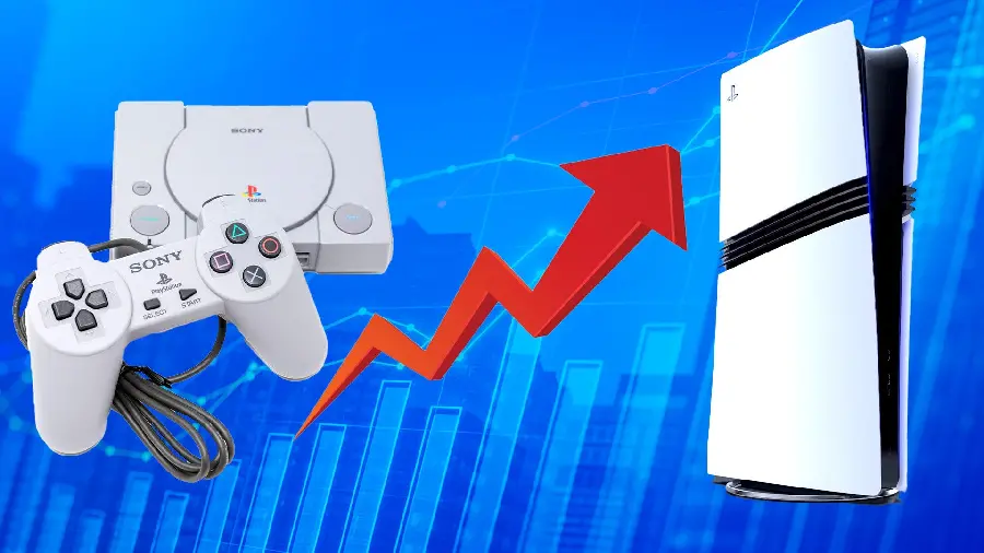 Photo of PlayStation 5 Pro next to PlayStation 1