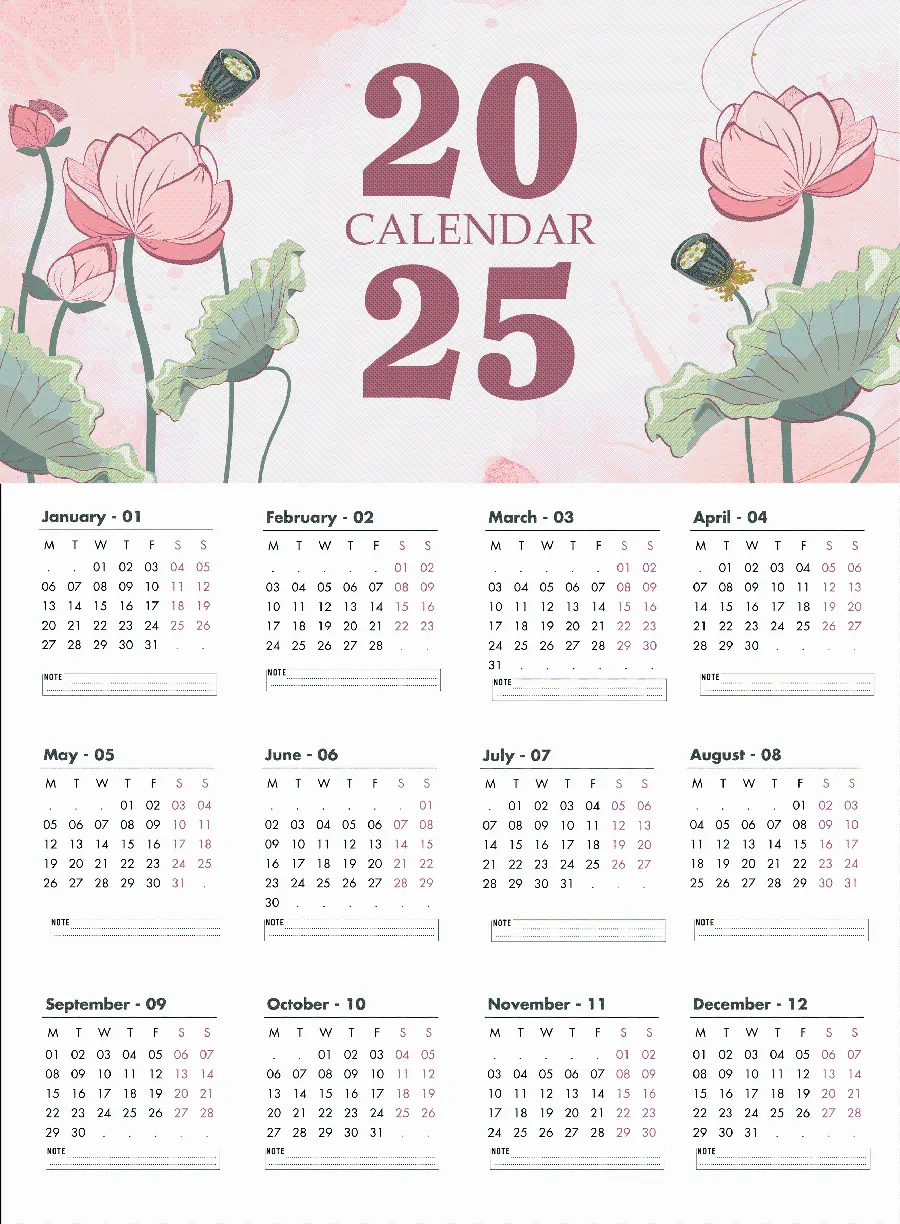 Colorful Gregorian Calendar Photo Without Background 2025 PNG