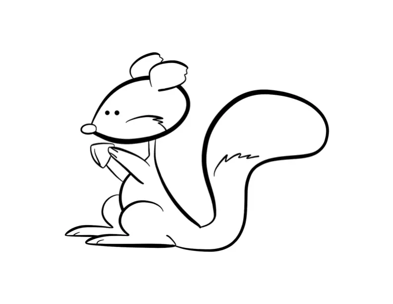 A picture of a simple and funny squirrel drawing for easy drawing 
