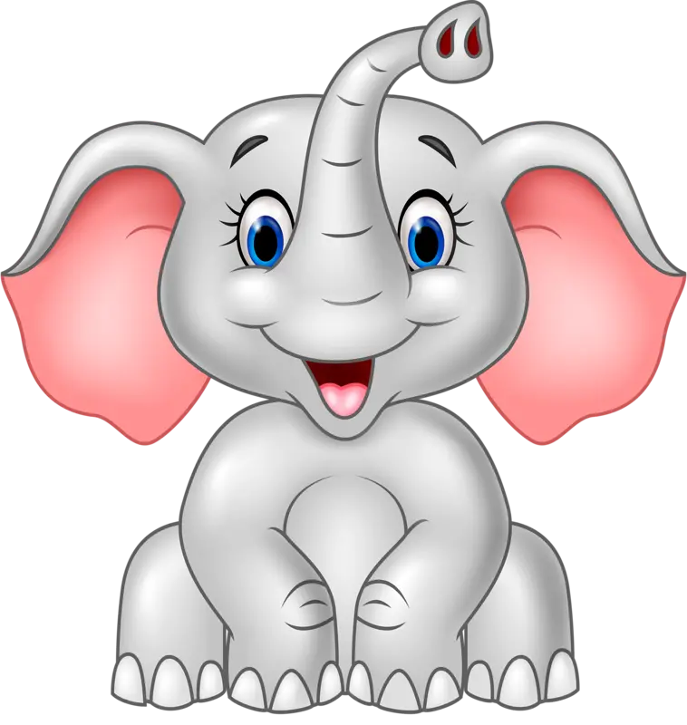 Cartoon Elephant PNG with Energetic Colors for Design