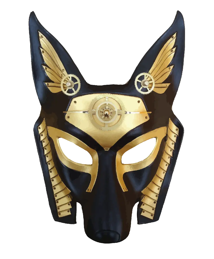 Stock image in the form of a mask and a mask with a jackal design PNG