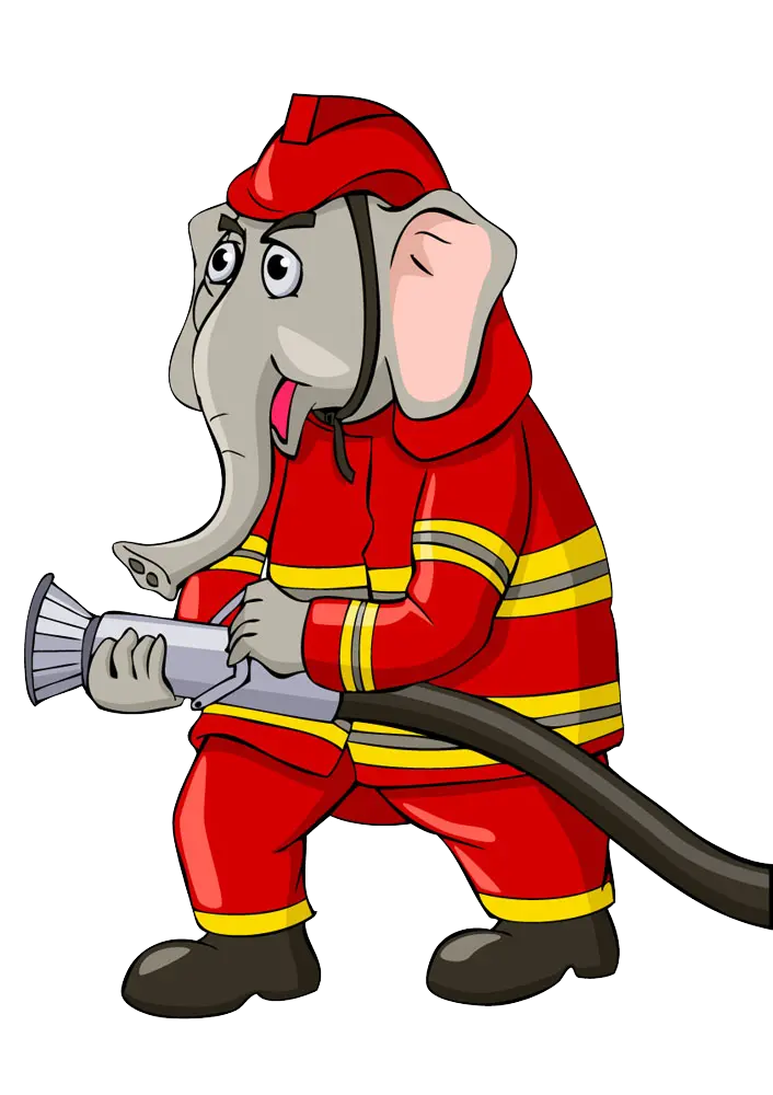 Free Download Cartoon Firefighter Elephant PNG for Designers