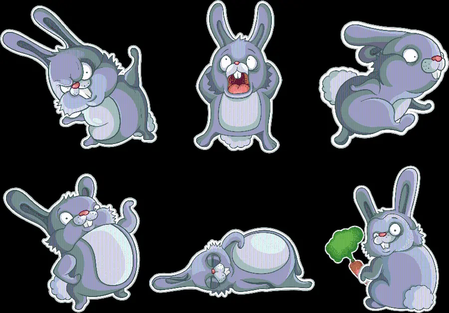 Funny and cute stock photo of rabbit drawing for sticker design in messengers PNG