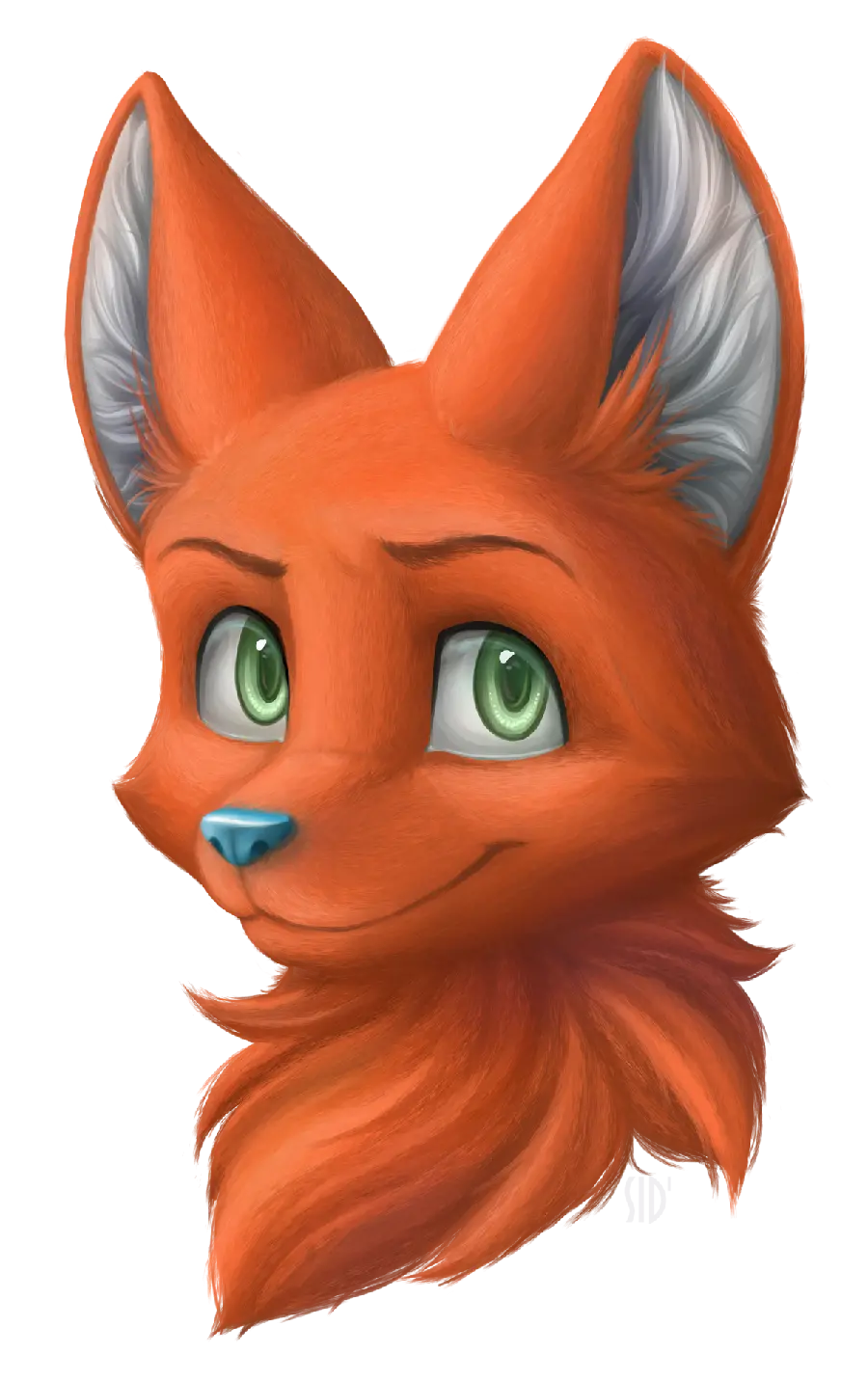 Stylish stock photo of a fox painting with attractive green eyes