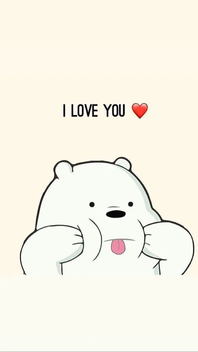 Cute anime bear couple background photo with I love you text