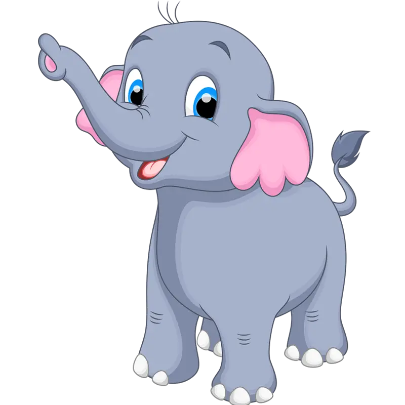 Funny Cartoon Elephant Without Background for Artwork