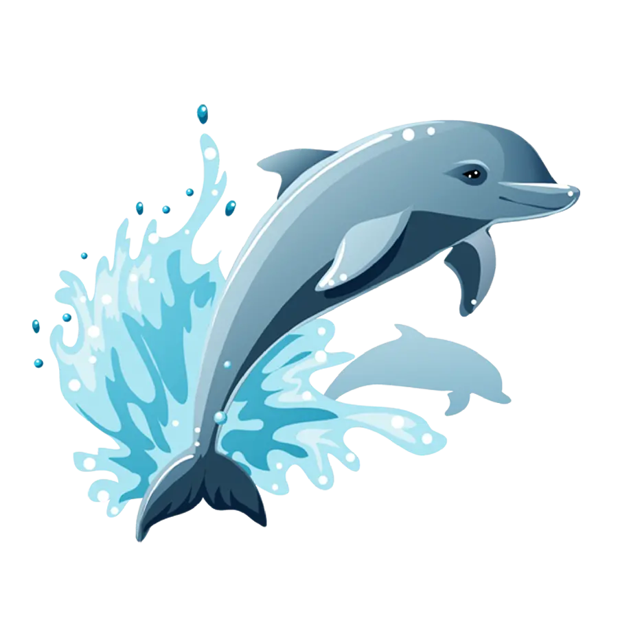Cartoon Dolphin PNG for Poster Design