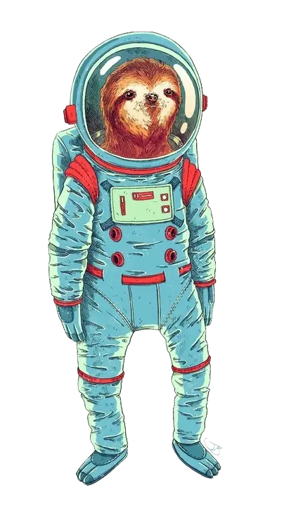 Vertical background of sloth astronaut in PNG format