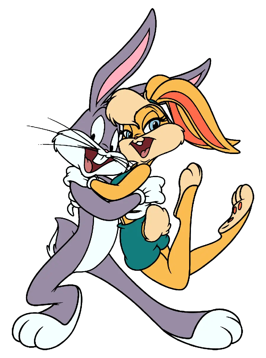 Attractive stock photo of Bugs and Lola Bunny popular cartoon rabbits PNG
