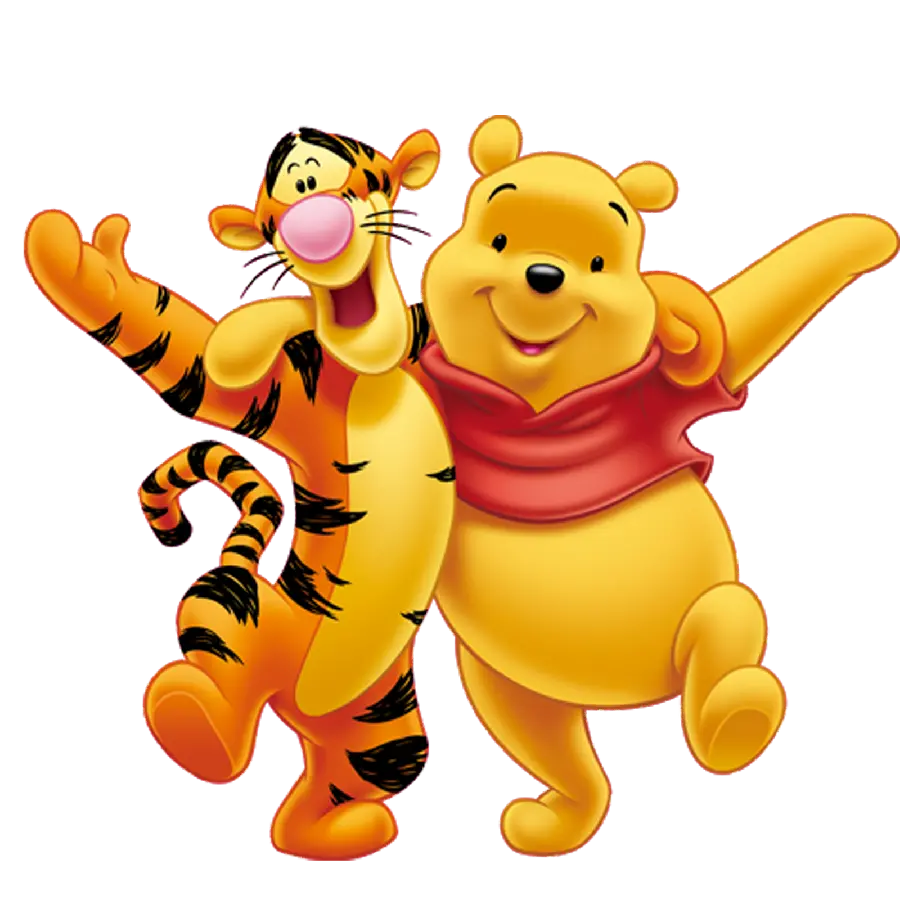 Background of Cartoon Pooh Bear Drawing Next to Tigger 
