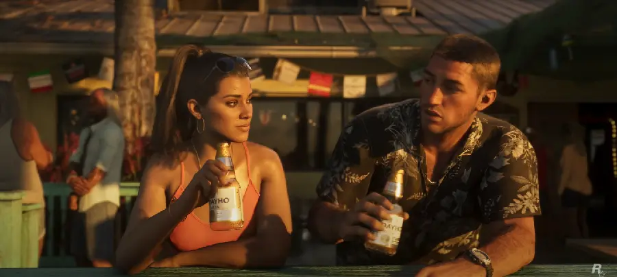 High-quality picture of the main characters Jason and Lucia in GTA 6