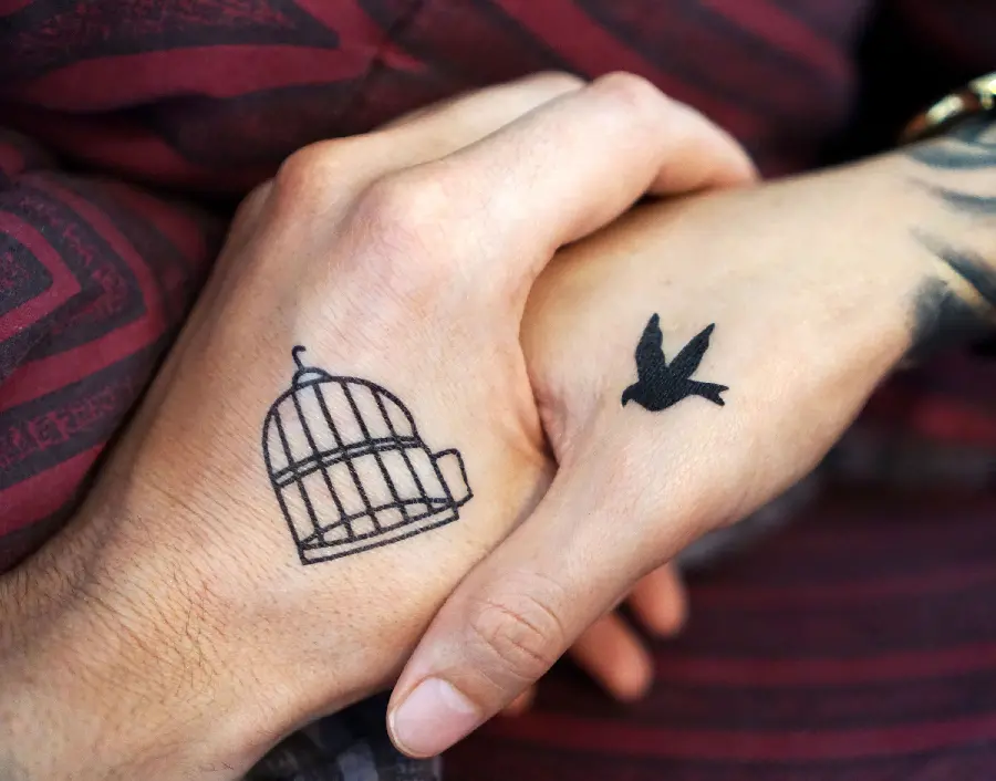 Wallpaper tattoo set for couples, the beauty of nature and cage