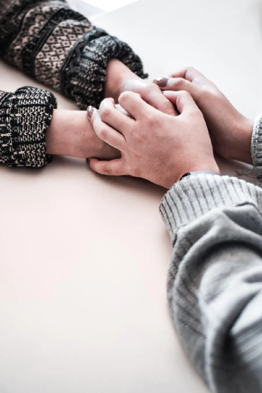 Beautiful photo of couples holding hands and injecting love