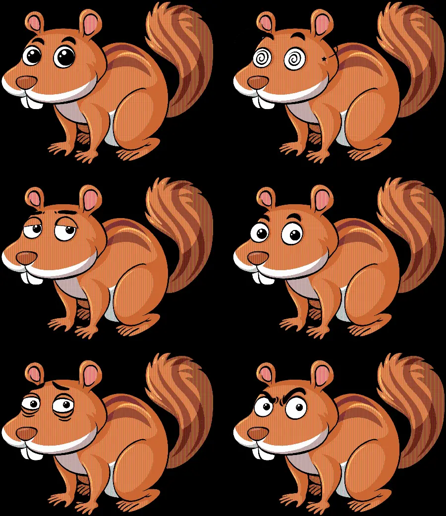Download different mimics of the squirrel's face painted for easy drawing