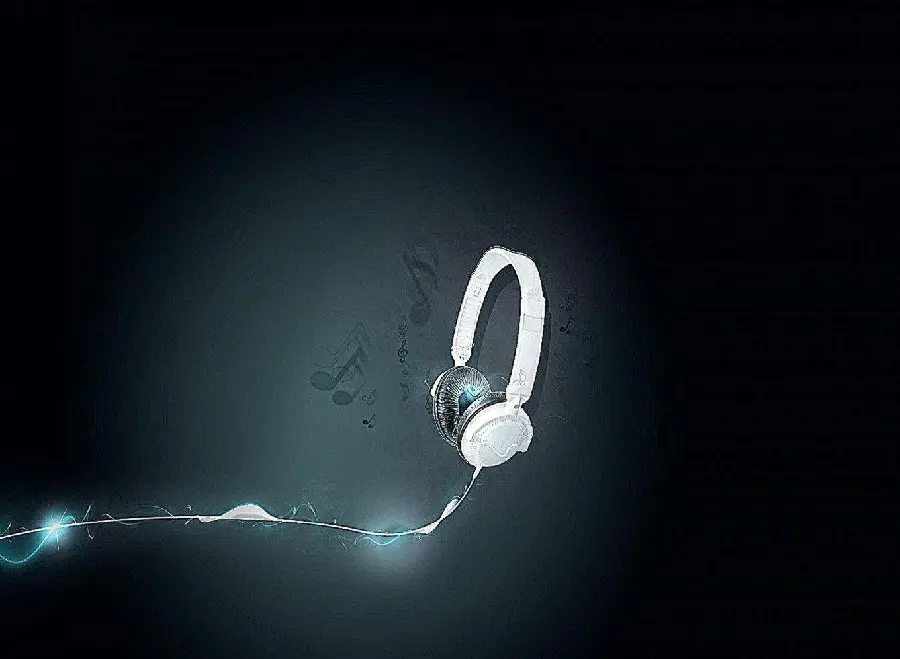 White Headphone Wallpaper with Dark Background