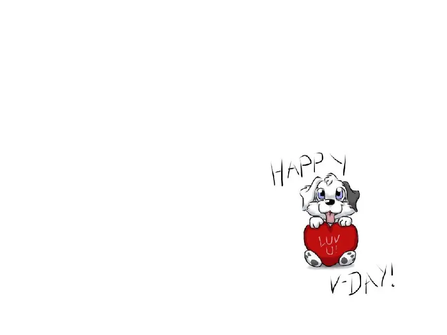 Cute Valentine themed cartoon dog photo on white background