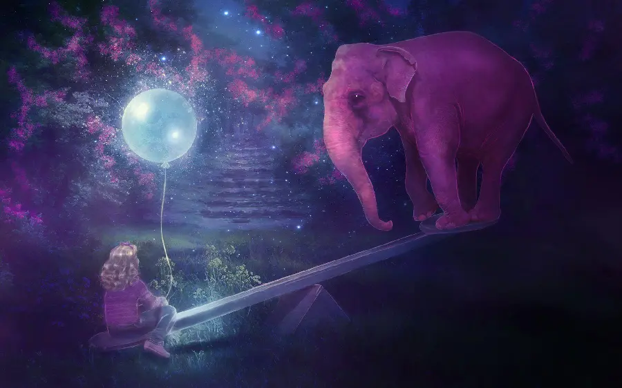 Simple and attractive pink elephant photo