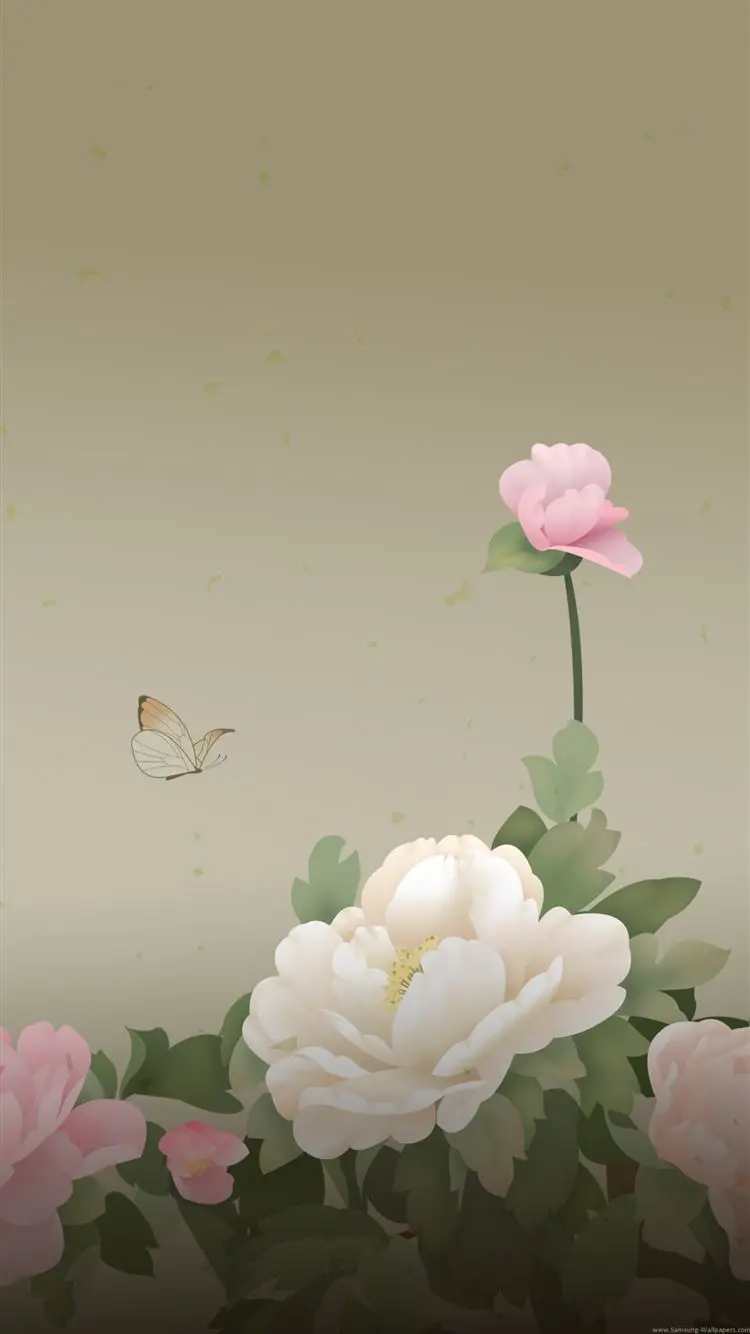 Stylish and attractive background of a cute butterfly and fragrant flowers for iPhone