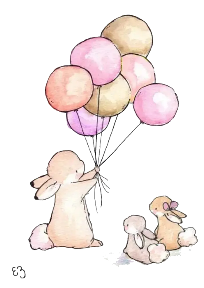 Cute Cartoon Rabbit Background for Kids Room Wall Poster PNG