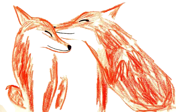 Love Red Fox Painting Background for Couple Profile