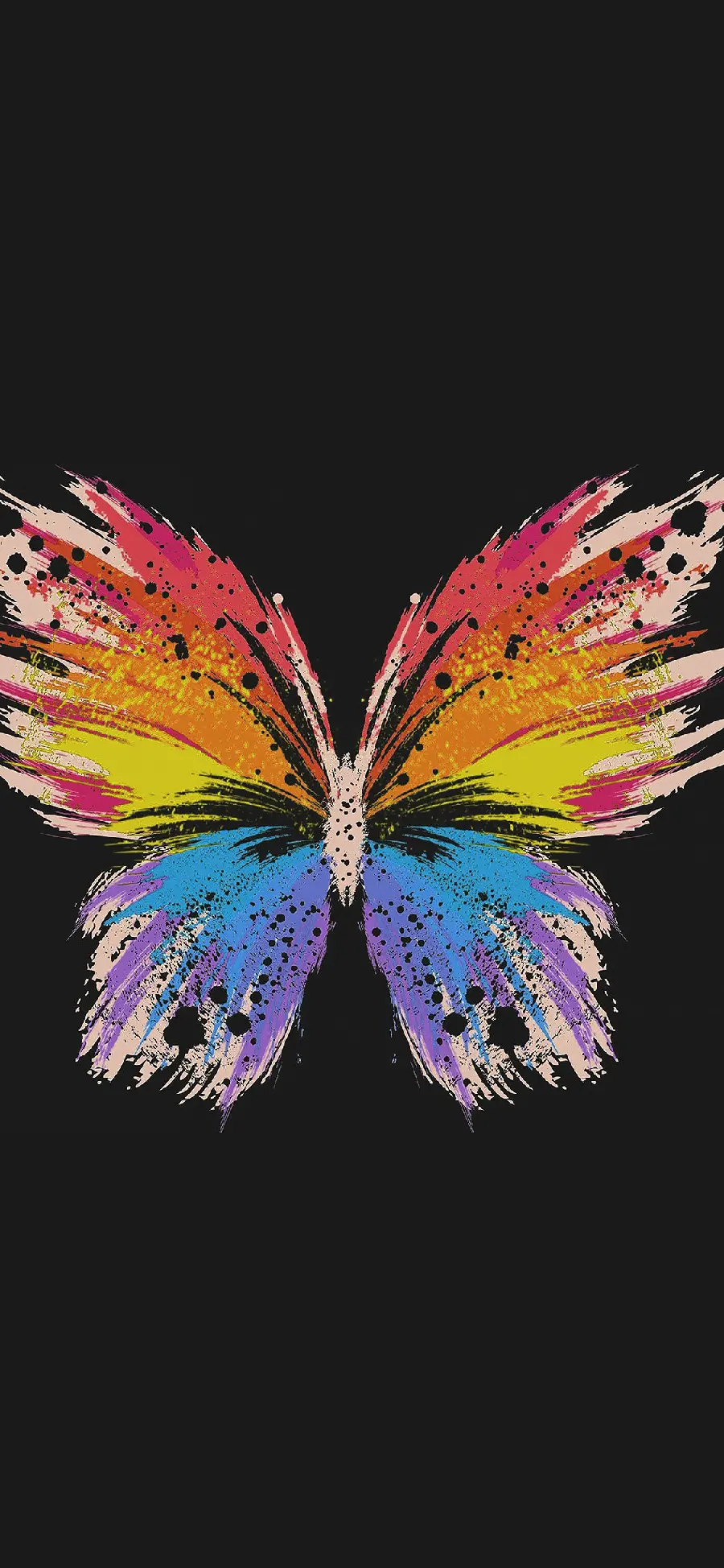 iPhone Wallpaper with Black background with cute colorful butterfly design watercolor