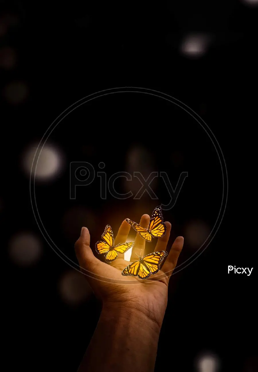 Background Mobile and profile from hands that can be taken gold