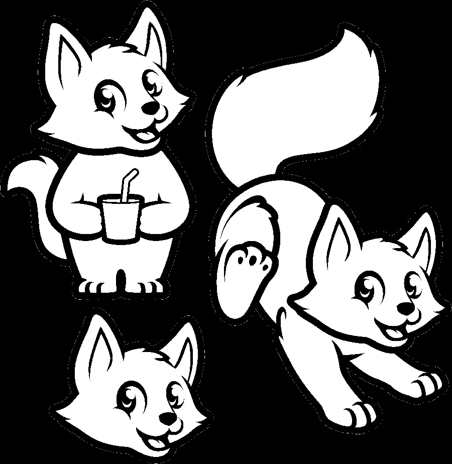 Attractive background for laptop with fox drawing