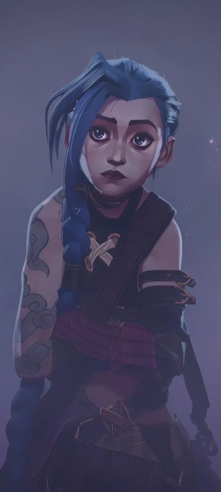 Jinx phone wallpaper with dark background
