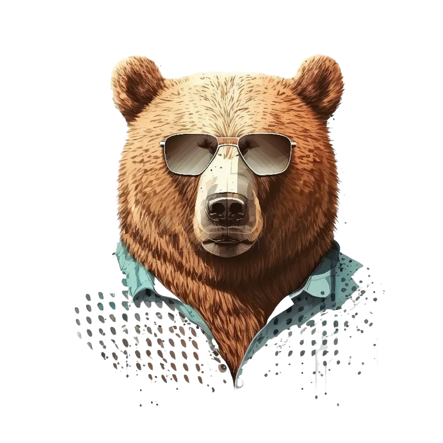 Stylish profile photo of a cartoon bear drawing for cyberspace 