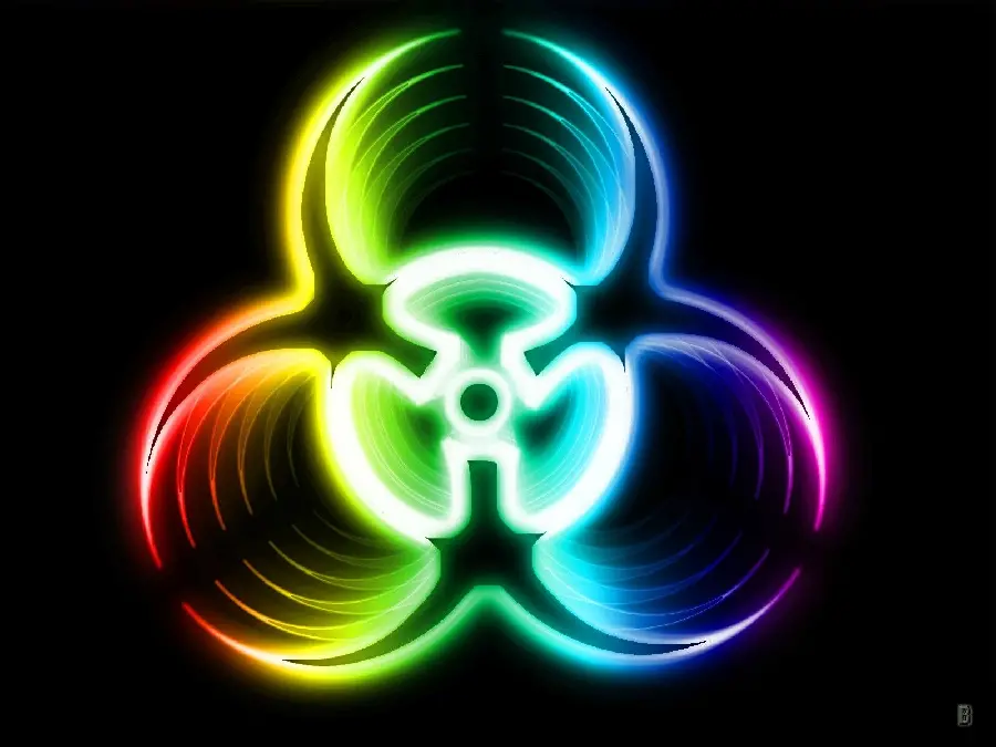 Download computer desktop background with neon color atom bomb design 