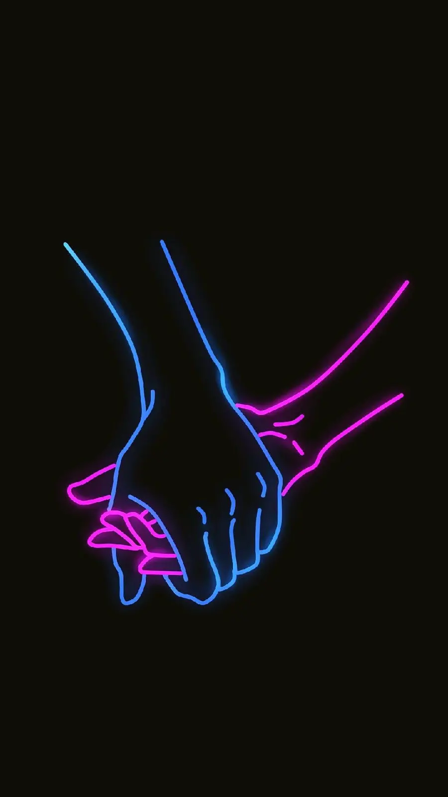 Wallpaper and background of two neon hands in love holding each other