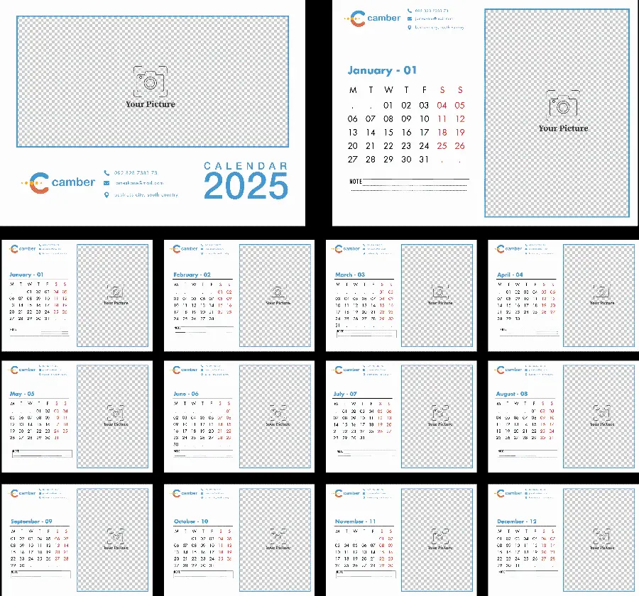 2025 Calendar Photo Without Background For Printing PNG Images Without Background