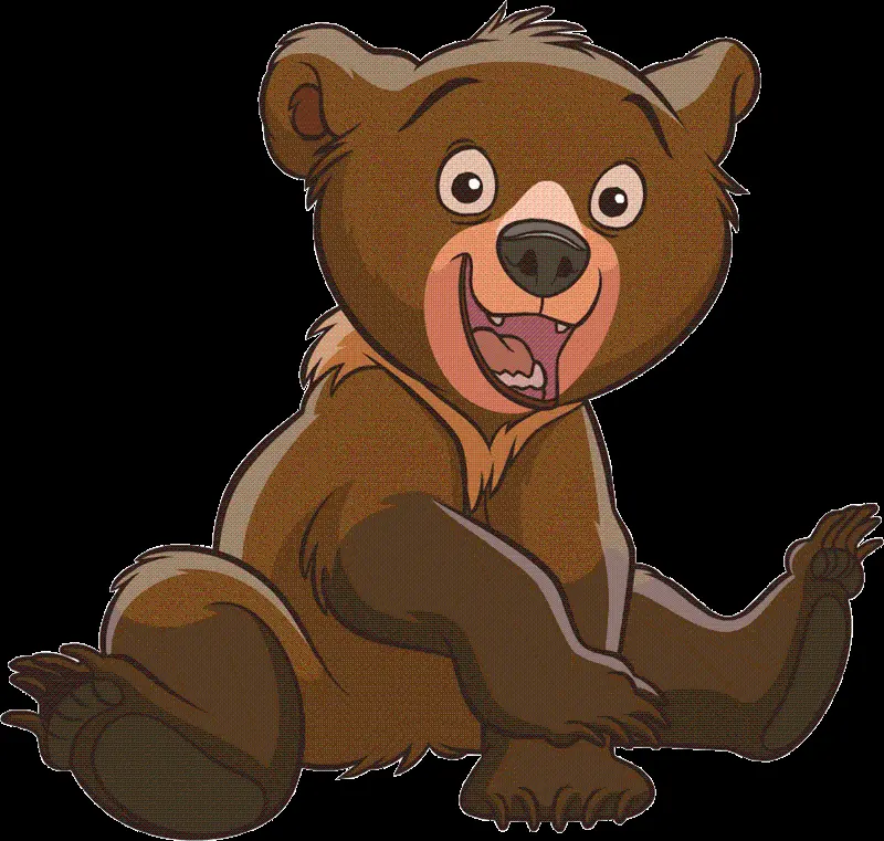 High quality photo of a cute baby bear drawing in the cartoon brother bear
