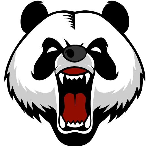 Exciting PNG image of a panda drawing with teeth sharp