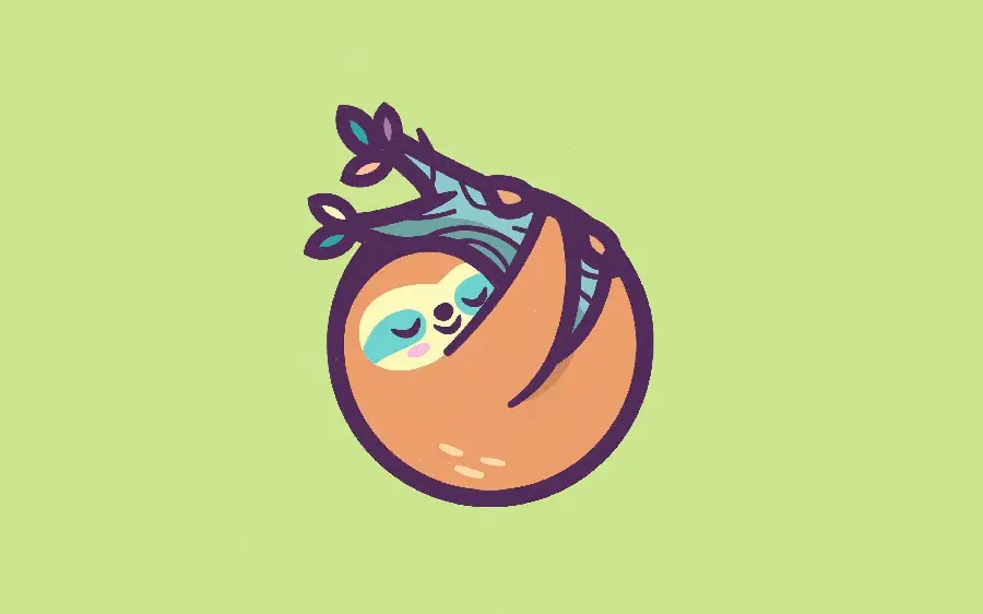 Cartoon Sloth Background with Simple Green Background