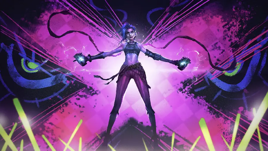 Jinx and Explosive Weapons Action Wallpaper