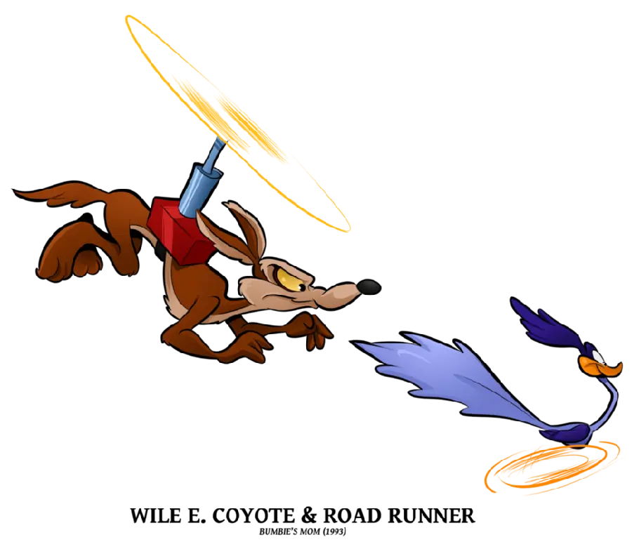 Cartoon wolf photo in the famous Road Runner animation