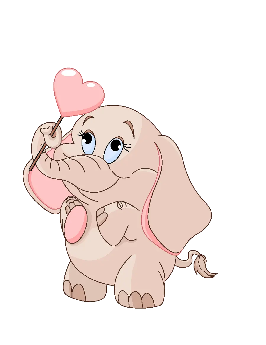 Cartoon elephant without background for printing and design