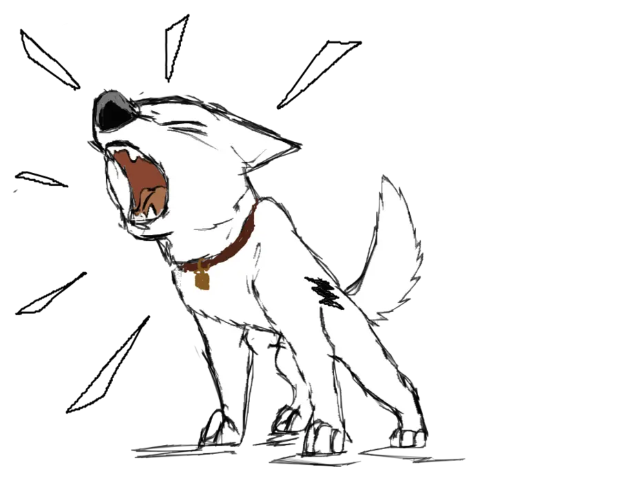 Black and White Dog Drawing Image for Comic Book Design PNG