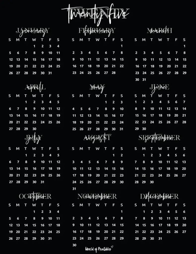2025 Calendar Photo Without Background for Printing