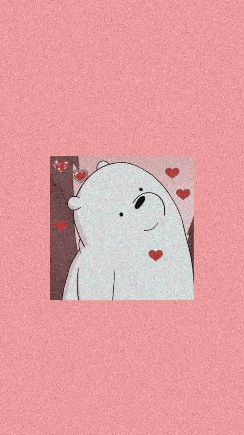 Pink theme wallpaper of cute anime bears