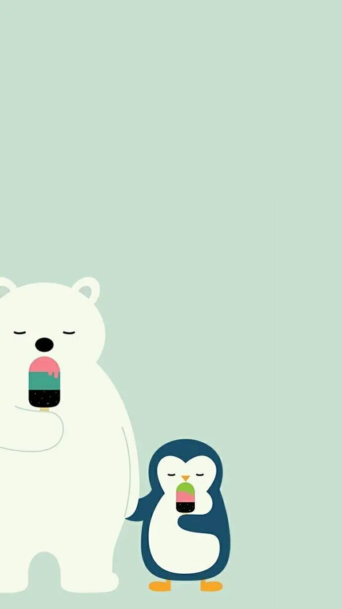 Attractive background photo for the phone with a polar bear and penguin design 