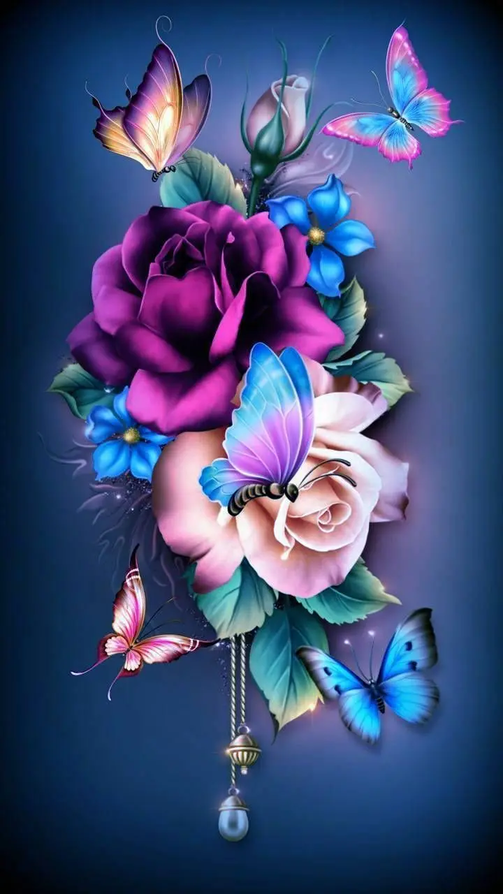 Girly Butterfly and Cute Flowers Profile Picture for iPhone