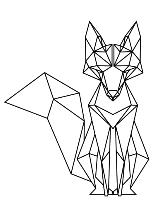 Polygonal black and white fox painting PNG wallpaper