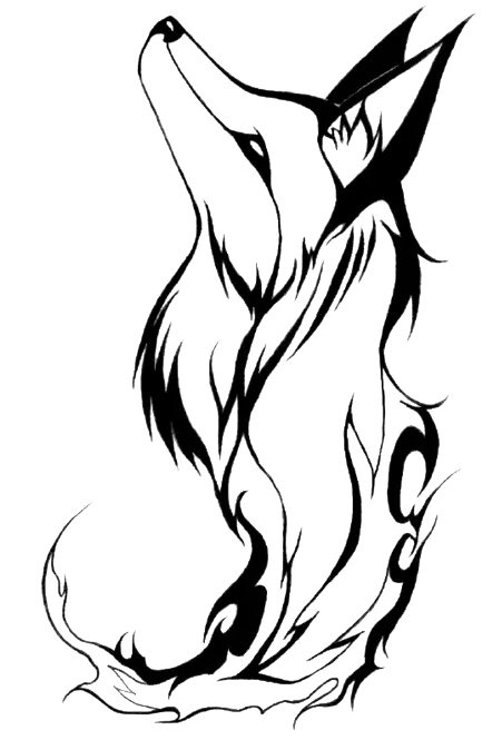 Stunning Profile Image of Black and White Fox Drawing PNG