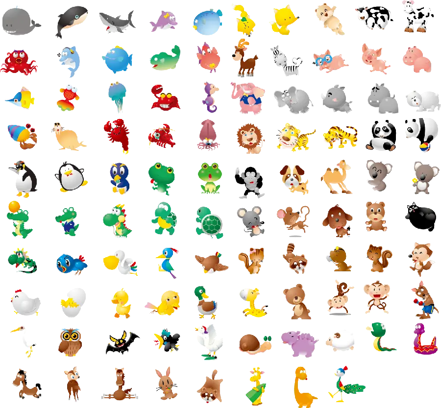 Download pictures of all painted animals for children to get acquainted with animals